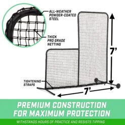 GoSports 7ft X 7ft PRO Baseball & Softball L Screen -Passion Baseball BASB NET LSCREEN PRO InUse D