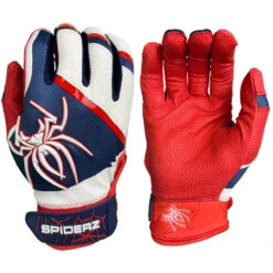 Spiderz 2023 PRO Adult Baseball/Softball Batting Gloves -Passion Baseball spiderz pro23 redwht 01 61844.1679474997